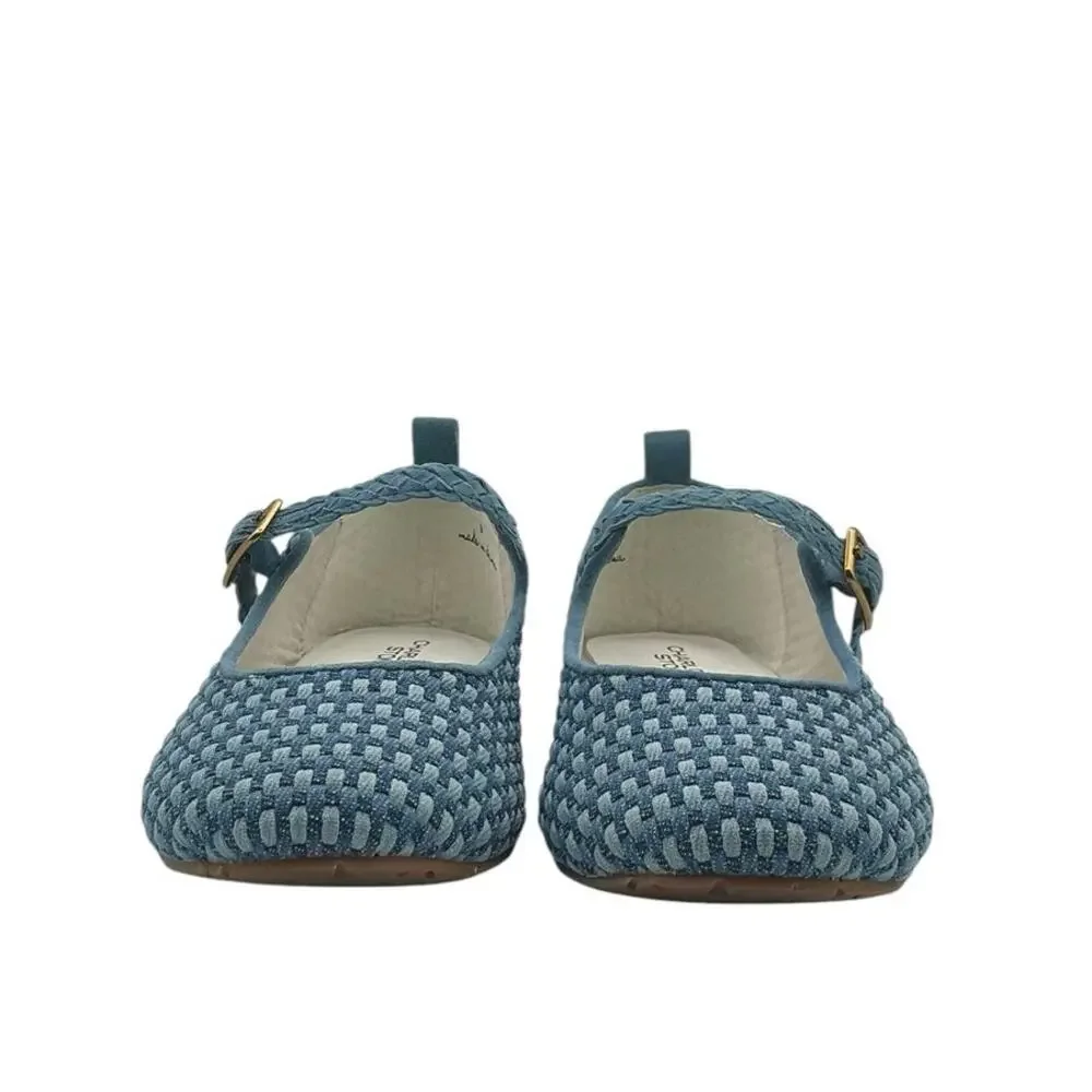 Charlotte Stone Raleigh Woven Mary Jane Ballet Flats Denim Blue Size 9